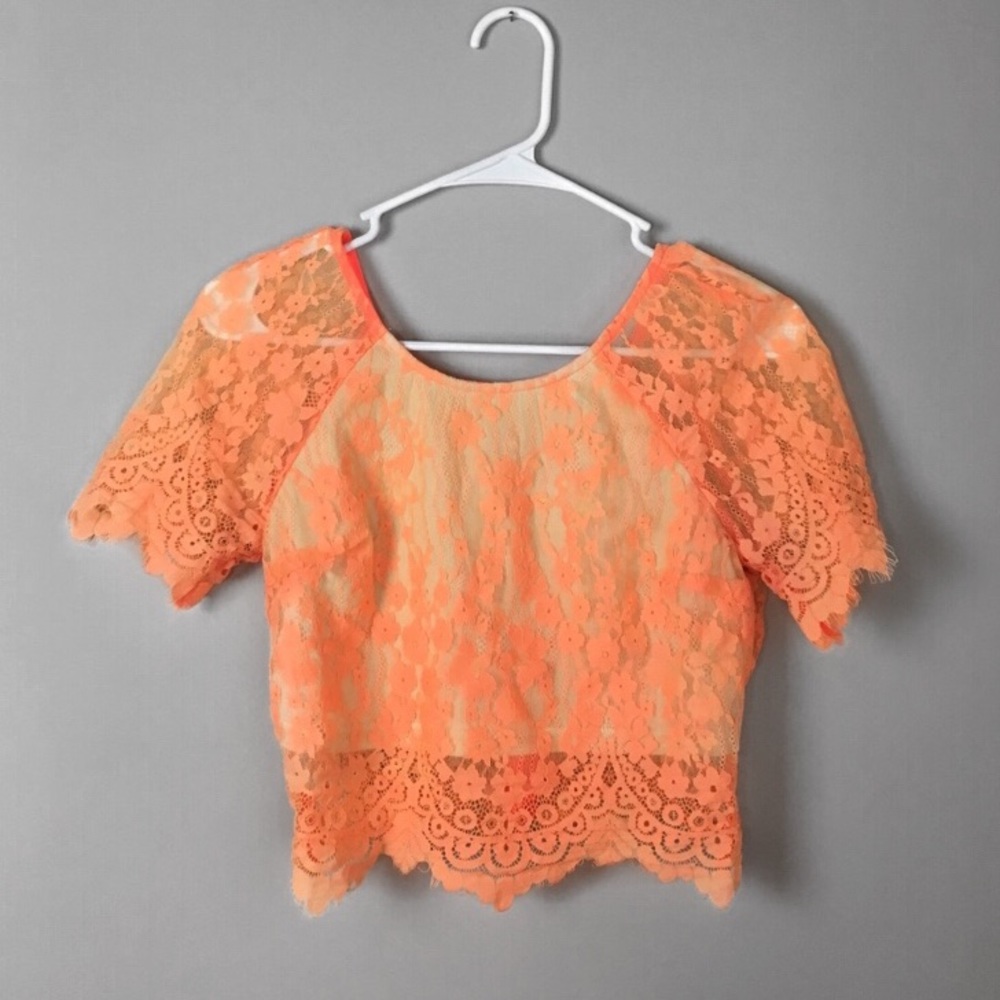 5/$25 Coral Lace Crop Top